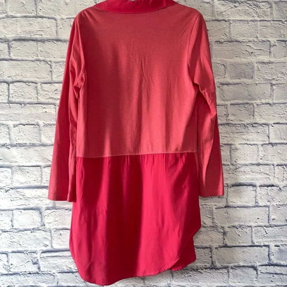 Soft surroundings pink mixed media button down tunic - Picture 10 of 12